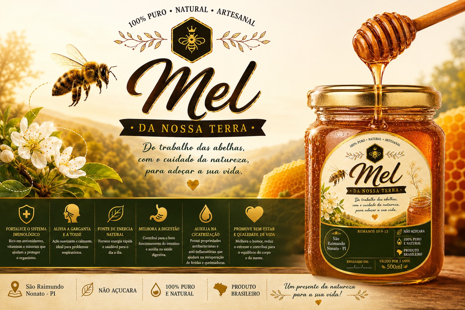Mel da Nossa Terra: 100% puro, natural e artesanal